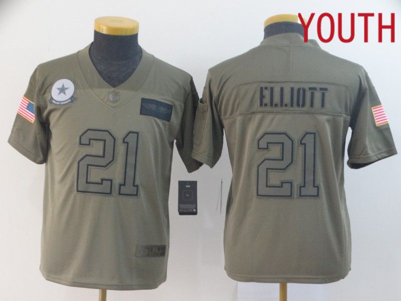Youth Dallas cowboys #21 Elliott Nike Camo 2019 Salute to Service Limited NFL Jerseys->women nfl jersey->Women Jersey